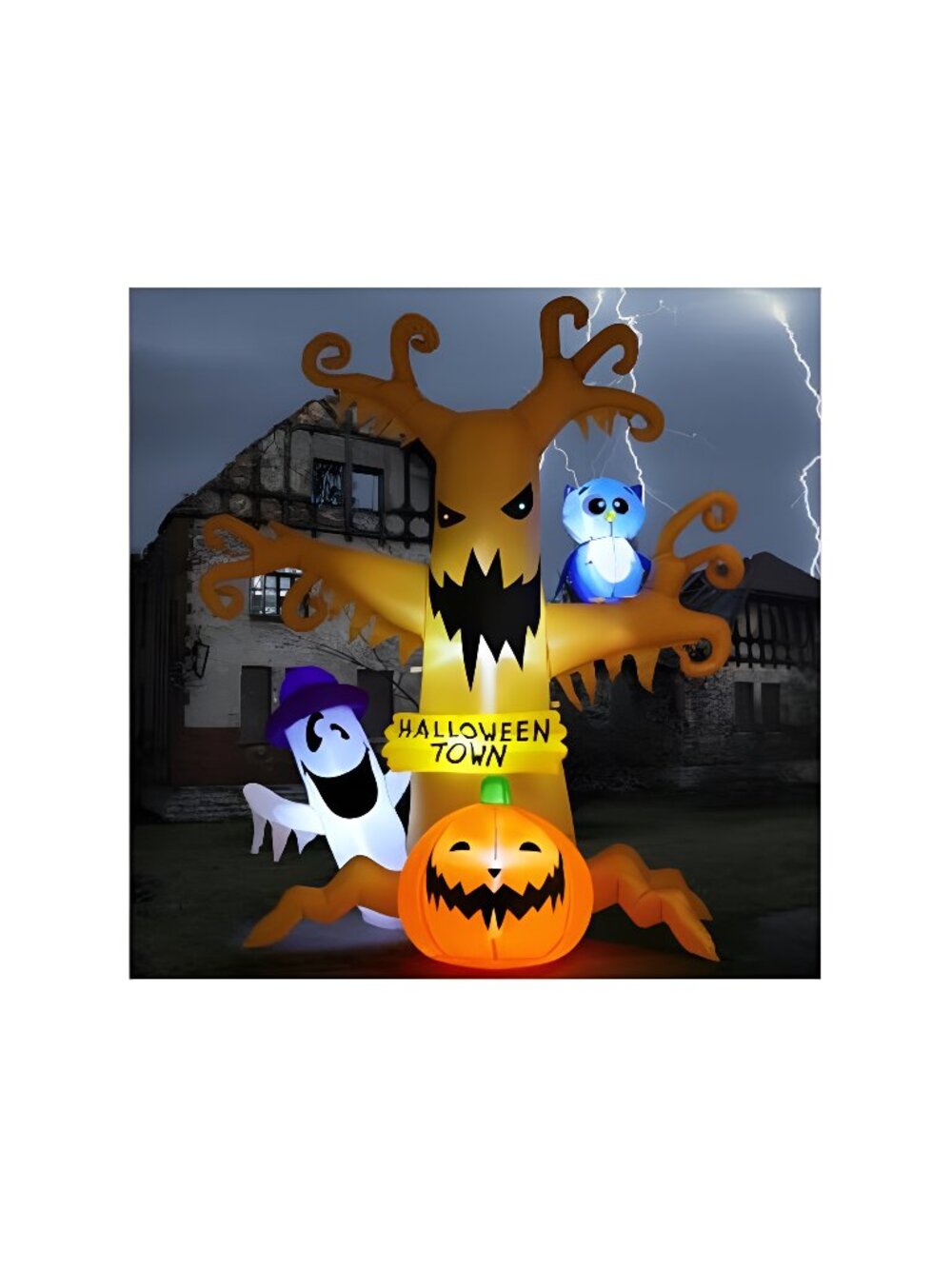 8 FT Halloween Inflatables Dead Tree Outdoor Decorations with Owl Ghosts